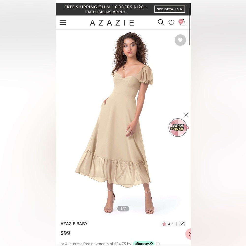 Azazie “Baby” Bridesmaids dress - size A0 in color Champagne